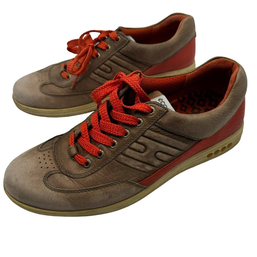 Ecco E-DTS Men's 9.5 Spikeless Comfort Golf‎ Shoes Brown Orange leather suede